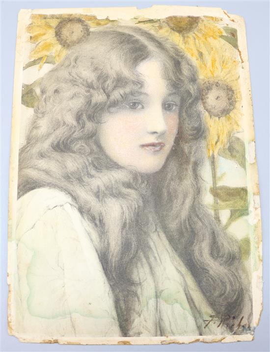 Francis Richie, portrait of a young girl, signed, 7 x 5ins